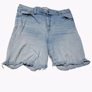 Ava Viv Jean Shorts Womens Plus Size 18W High Rise Light Wash Distressed Denim